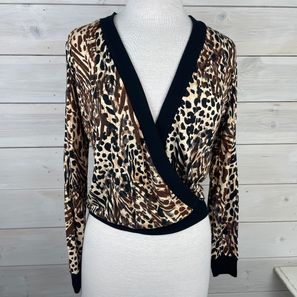Cosabella Leopard Print Long Sleeve Pullover SAPNA Top - NWT - Picture 1 of 7